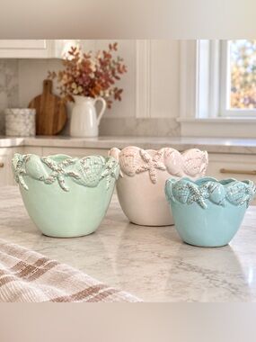 Nantucket Ceramic Coastal Nesting Bowls Set of Three